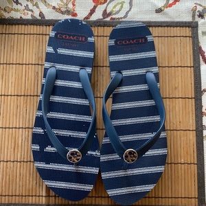 Coach navy blue flip flops